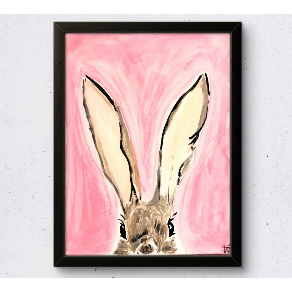 WS original sneaky bunny painting 12X16 canvas modern expressionist fine art
